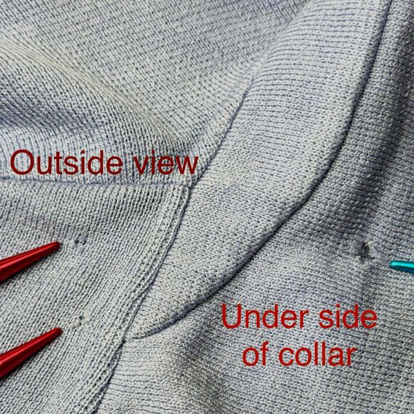 St. John Cardigan Peplum Jacket w/ Ruffle Size 10 Light Blue Periwinkle FLAW - Picture 9 of 16